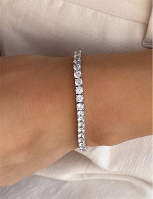 CARAT LONDON: Hailey Round Prong Tennis white-gold plated sterling-silver bracelet