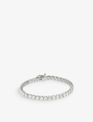 CARAT LONDON: Hailey Round Prong Tennis white-gold plated sterling-silver bracelet