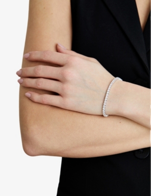 CARAT LONDON: Vianne Tennis white-gold plated sterling-silver and cubic zirconia bracelet