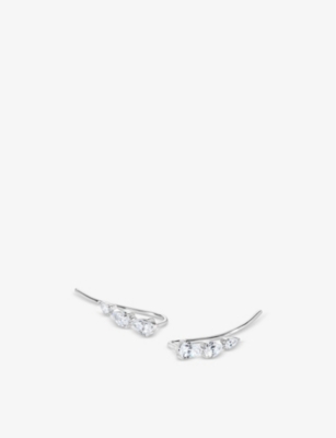CARAT LONDON: Toluda white-gold plated sterling-silver ear climbers