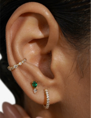 Zeta 18ct yellow-gold plated sterling-silver stud and cubic zirconia stud earrings