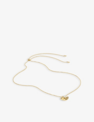 CARAT LONDON: Celene Fan 18ct yellow gold-plated vermeil sterling-silver and cubic zirconia