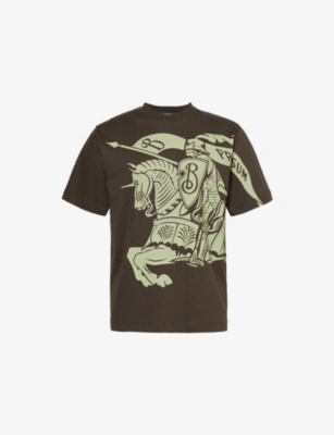 Mens Burberry Crewneck Brand-Print Cotton-Jersey T-Shirt