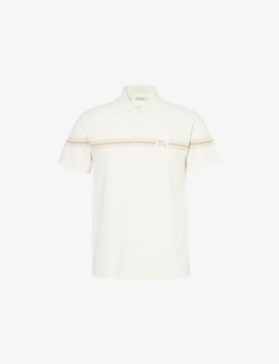 Mens Burberry Brand-Embroidered Concealed-Button Cotton Polo Shirt