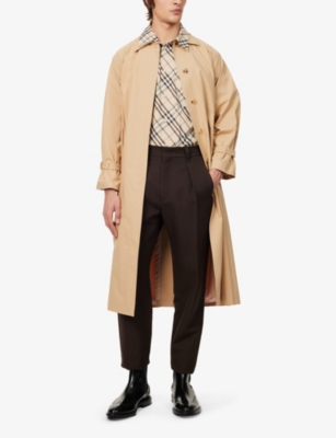 BURBERRY: Check-print patch-pocket relaxed-fit cotton shirt