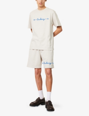 BURBERRY: Knot Logo-Text Crewneck Cotton T-Shirt