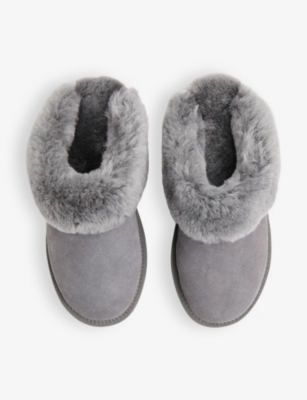 WHISTLES: Emilia sheepskin-cuff suede slippers