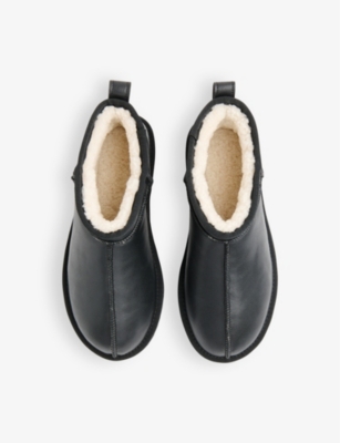 Whistles Womens Black Mable Shearling-lined Leather Slippers In Black