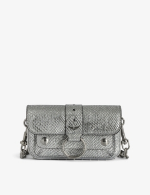 Shop Zadig & Voltaire Womens Silver Zadig&voltaire X Kate Moss Studded Leather Cross-body Bag