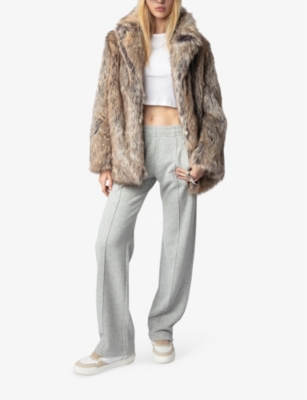 Zadig & Voltaire Faune Faux Fur Coat In Naturel