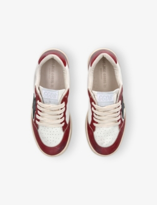 GOLDEN GOOSE WHITE/RED KIDS' BALLSTAR LOGO-PRINT LEATHER LOW-TOP TRAINERS