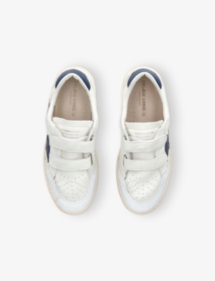 GOLDEN GOOSE WHITE/NAVY KIDS' BALLSTAR LOGO-PRINT LEATHER LOW-TOP TRAINERS