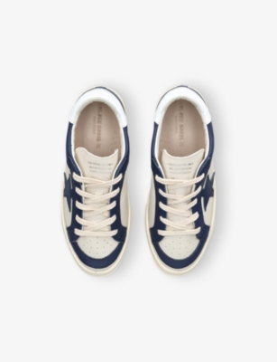 Golden Goose Girls Green Kids May Panelled Leather Low-top Trainers 6-9 Years In White/navy