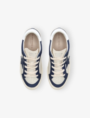 Golden Goose Girls Green Kids May Panelled Leather Low-top Trainers 6-9 Years In White/navy