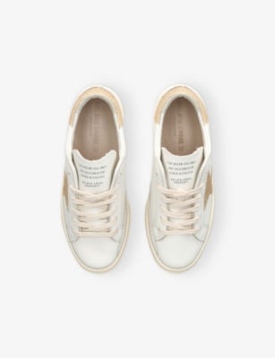 GOLDEN GOOSE WHITE/OTH KIDS' MAY GLITTER LOGO-PRINT LEATHER LOW-TOP TRAINERS