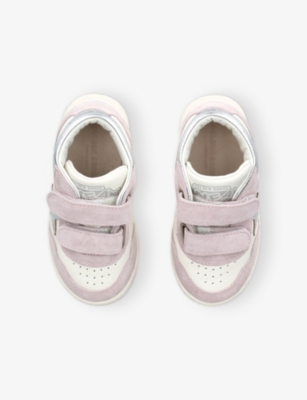 Golden Goose Pink Comb Kids' June Logo-print Leather Mid-top Trainers Eur 23 /6.5 Uk In Pink Comb