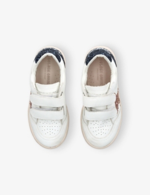 GOLDEN GOOSE COMB KIDS' BALLSTAR GLITTER LOGO-PRINT LEATHER LOW-TOP TRAINERS EUR 34 / 2 UK