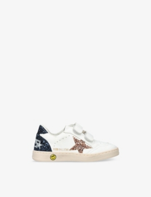 GOLDEN GOOSE COMB KIDS' BALLSTAR GLITTER LOGO-PRINT LEATHER LOW-TOP TRAINERS