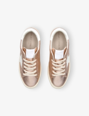Shop Golden Goose Bronze Kids' May Metallic Leather Low-top Trainers Eur 37 / 4 Uk