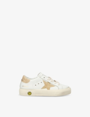 GOLDEN GOOSE WHITE/OTH KIDS' MAY LEATHER LOW-TOP TRAINE