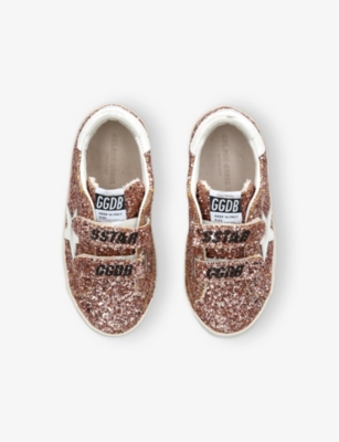 Golden Goose Old School Glitter Leather Sneakers In Bronze