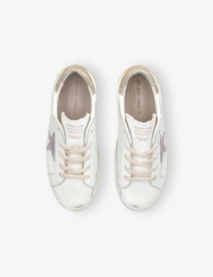 Golden Goose 'super-star' Leather Sneakers Kids In White/comb