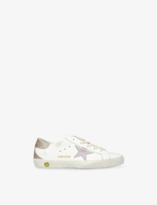 Golden Goose White/comb Kids' Super-star Glitter-embellished Leather Low-top Traine