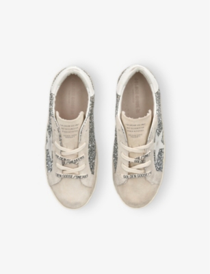 GOLDEN GOOSE KIDS' SUPER-STAR YOUNG GLITTER-UPPER MIXED-MATERIAL LOW-TOP TRAINERS EUR 27 / 9 UK