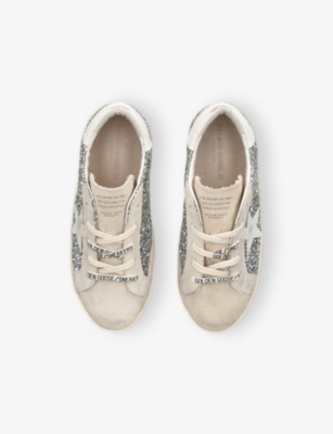GOLDEN GOOSE KIDS' SUPER-STAR YOUNG GLITTER-UPPER MIXED-MATERIAL LOW-TOP TRAINERS EUR 30 / 12 UK