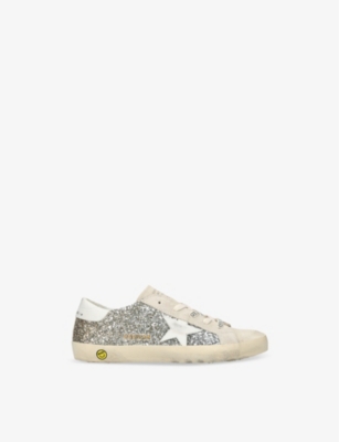 GOLDEN GOOSE KIDS' SUPER-STAR YOUNG GLITTER-UPPER MIXED-MATERIAL LOW-TOP TRAINE