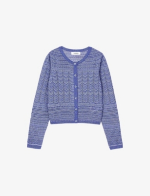 SANDRO: Glitter-Thread Cropped Knitted Cardigan