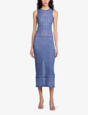 SANDRO: Sleeveless Shimmer Knit Midi Dress
