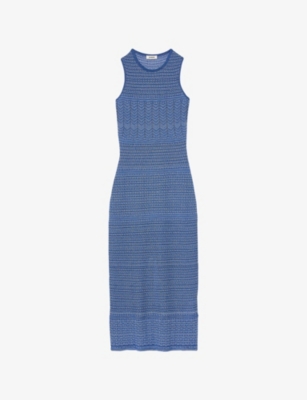 SANDRO: Sleeveless Shimmer Knit Midi Dress