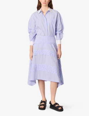 Maje Striped Cotton Maxi Skirt In Tricolore