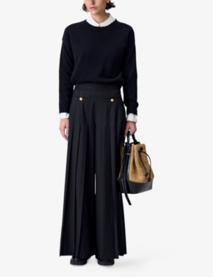 CLAUDIE PIERLOT: Wide-Leg Pleated Woven Trousers