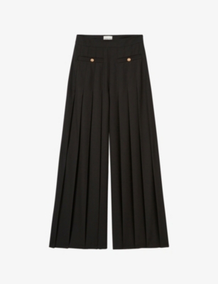 CLAUDIE PIERLOT: Wide-Leg Pleated Woven Trousers