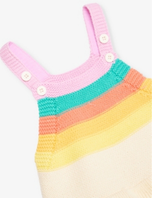 THE BONNIE MOB: Rainbow-pattern knitted romper 0-24 months
