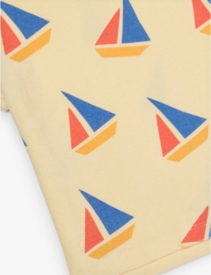 The Bonnie Mob Graphic-print Short-sleeve Terry Cotton T-shirt 2-5 In Multi-co Sailboats
