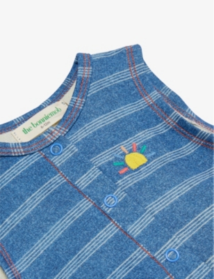 THE BONNIE MOB: Pinstripe Sleeveless Cotton Romper 6 - 24 Months
