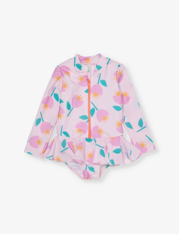 Tulip-Print Long-Sleeve Swimsuit 0-24 Months