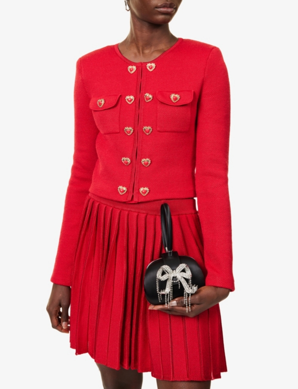 Bow-plaque satin clutch bag