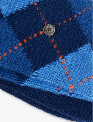 BURLINGTON MENS 6000 ROYAL BLUE PRESTON ARGYLE KNITTED SOCKS 