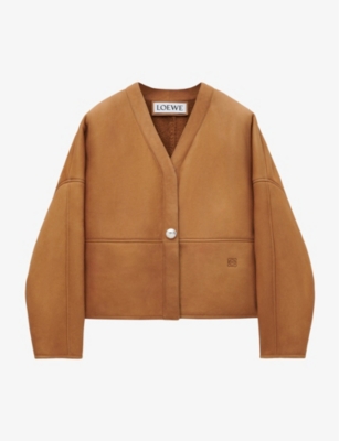 Loewe Shearling Cardigan In Toffee