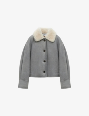 LOEWE: Wide-Collar Brushed Shearling Jacket