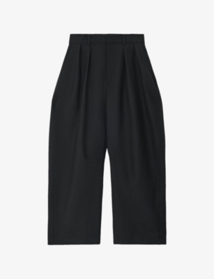 Loewe Womens Black Barrel-leg High-rise Wool-blend Trousers In Black