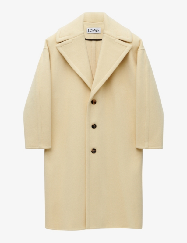 Broad-collar dropped-shoulder wool coat