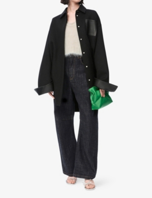 Shop Loewe Womens Black Contrast-panel Wool And Cashmere-blend Shirt
