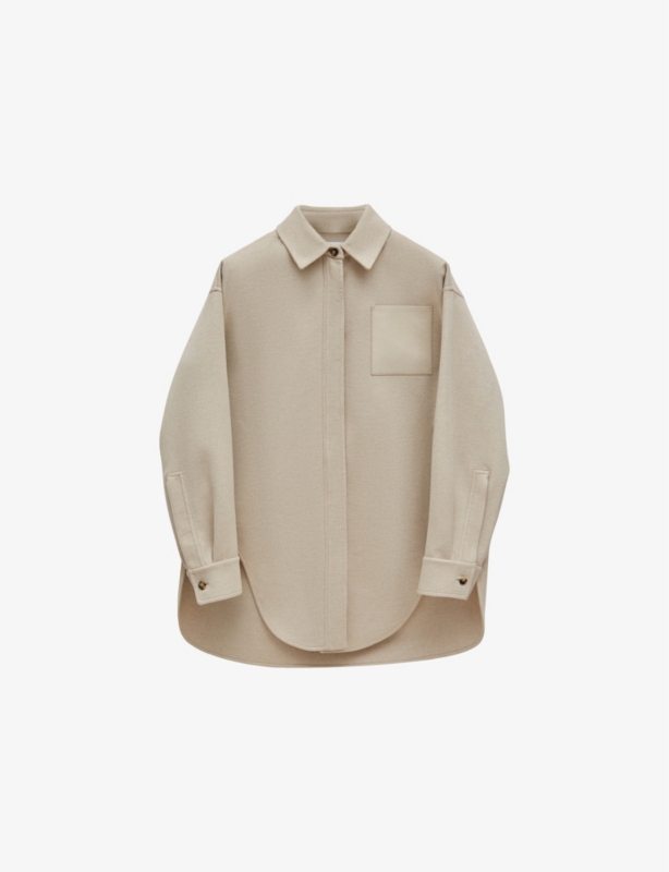 Anagram-Pocket Brushed Wool-Cashmere Blend Overshirt
