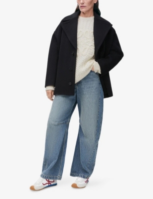 Loewe Wool Single-breasted Coat In Black