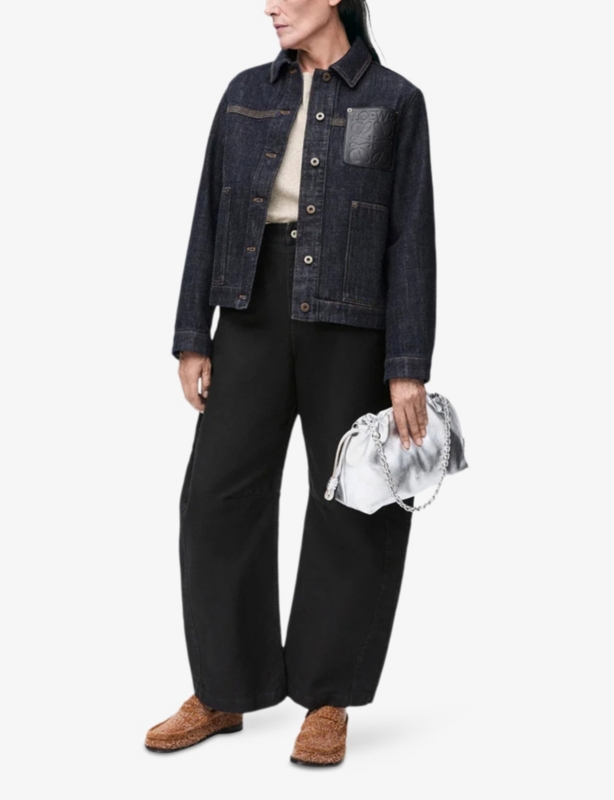 Anagram-Appliqué Indigo-Wash Denim Jacket